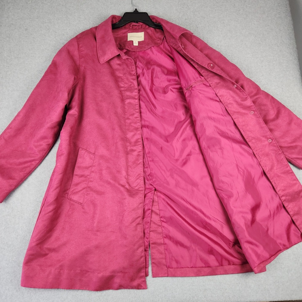 Appleseed's Coat Women XL Pink Faux Suede Hidden Button Car Coat Trench V721